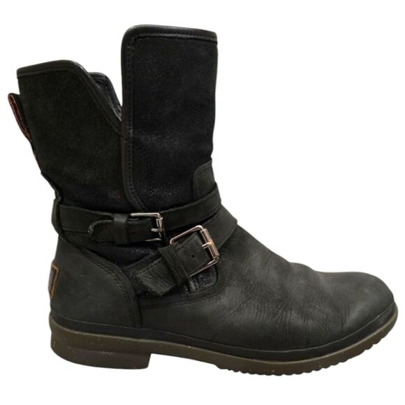 UGG Boots Womens Size 8 SIMMENS S/N 1008439 Combat Moto Biker Boots - Picture 1 of 6